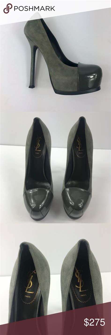 Yves Saint Laurent YSL Gray Tribtoo Moccasin Pumps Size 37 